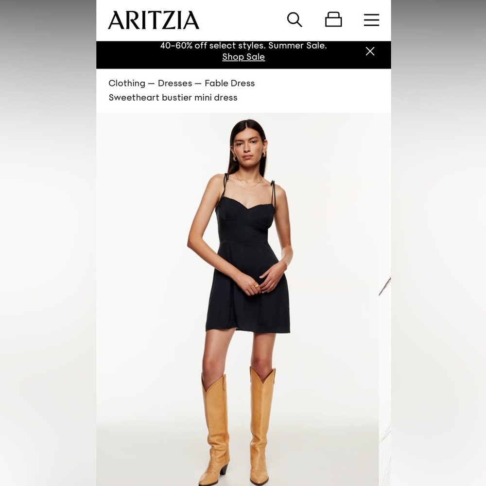 NWT Aritzia Wilfred Fable sweetheart bustier dress in black size 6